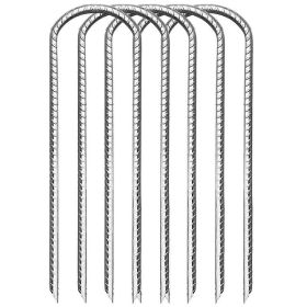 12PC 12inch High-strength U-shaped threaded steel ground spikes