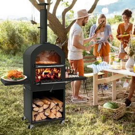 Outdoor Pizza Oven with Protective Cover and Grill Racks