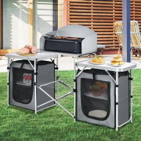1PC Folding Camping Table with Storage Organizer (Color: Grey)