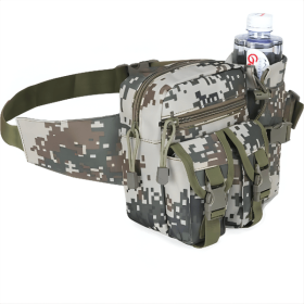 1pc Men's Adjustable Denim Camouflage Large Capacity Zipper Waist Bag (Color: Army Camouflage)