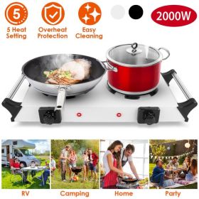 2000W Electric Dual Burner Portable Coil Heating Hot Plate Stove (Color: White)