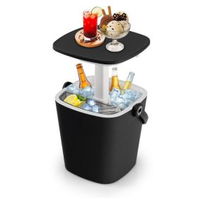 3-in-1 Portable Cooler Bar Table (Color: Black)