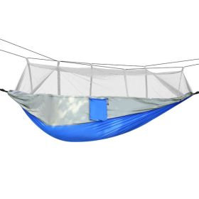 600lbs Load 2 Persons Hammock with Mosquito Net Outdoor (Color: Grey)