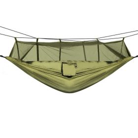 600lbs Load 2 Persons Hammock with Mosquito Net Outdoor (Color: Green)