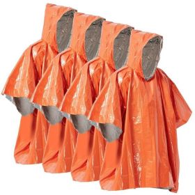 Emergency Rain Poncho Weather Proof (Color: Orange)