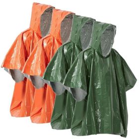 Emergency Rain Poncho Weather Proof (Color: Orange & Green)