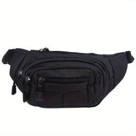 Men's And Women's Large-capacity Wear-resistant Sports Waist Bag (Color: Black)