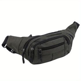 Men's And Women's Large-capacity Wear-resistant Sports Waist Bag (Color: Dark Green)
