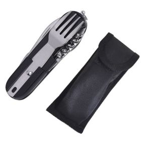 Multifunctional Outdoor Camping Portable Folding Tableware (Color: Black)