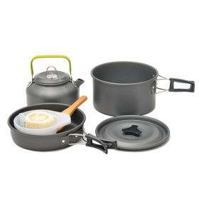Outdoor portable 2-3 person camping stove cover pot (Color: Black)