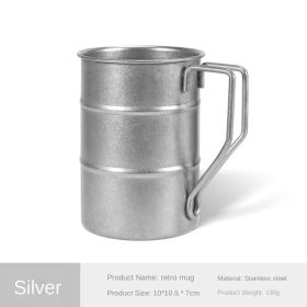 Outdoor stainless steel mug large capacity (select: Stainless steel mug-Silver)