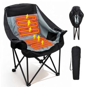Oversized Heated Camping Chair, Patio Lounge Chairs (Color: Gray)