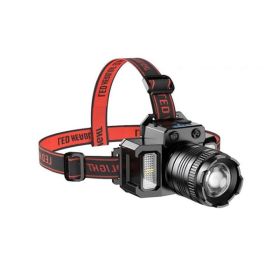 Rechargeable Head Lamp for Camping/Running/Hiking/Fishing (Color: Black & Red)