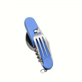 Stainless Steel 6-in-1 Multi-Tool Cutlery Se (Color: Blue)